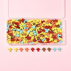 クラックル不透明アクリルビーズ250個  模造ターコイズ  クロス  ミックスカラー  16.5x12.5x4.5mm  穴：2mm&nbsp;OACR-FS0002-22
