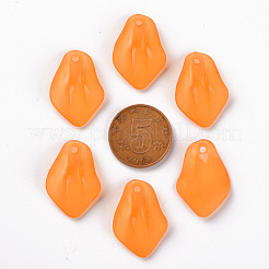 透明つや消しアクリルパーツ  花弁  オレンジ  24x17x4mm  穴：1.8mm&nbsp;MACR-S371-03A-724