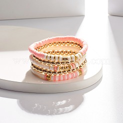 5Pcs 5 Style Synthetic Hematite & Polymer Clay Heishi Beads Stretch Bracelets Set&nbsp;BJEW-JB07533-04