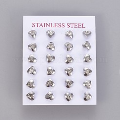 304 Stainless Steel Rhinestone Stud Earrings&nbsp;EJEW-F227-03P