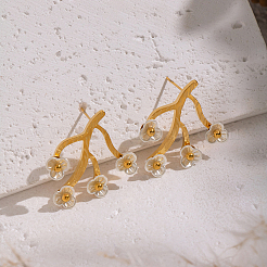 304 Stainless Steel Shell Flower Stud Earrings&nbsp;BV7719