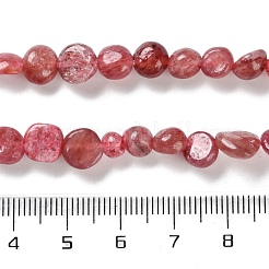 天然石ストロベリークォーツビーズ連売り  ナゲット  タンブルストーン  4.5~11.5x3~7x3.5~6mm  穴：1~1.2mm  約48~68個/連  15.35~15.94''（39~40.5センチメートル）&nbsp;G-P497-01C-02