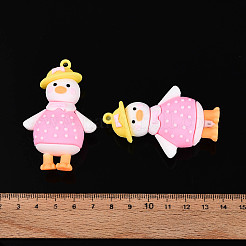 塩ビ漫画アヒル人形ペンダント  キーチェーン用  パールピンク  62x39x24mm  穴：3mm&nbsp;X-KY-C008-05