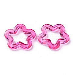 透明なアクリルビーズ  花  濃いピンク  30x30.5x5mm  穴：1.8mm  約333個/490g&nbsp;LS-MACR-S373-24-B04