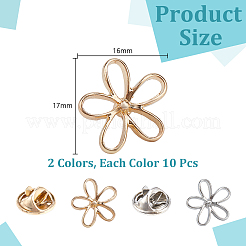 20Pcs 2 Colors Allloy Anti-glare Lapel Pins Brooches&nbsp;JEWB-AR0001-24B