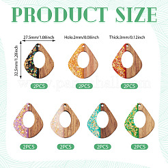 14Pcs 7 Colors Opaque Resin and Walnut Wood Pendants&nbsp;RESI-TA0005-11