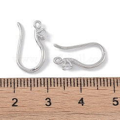 真鍮製マイクロパヴェキュービックジルコニアピアスフック  釣り針  プラチナ  16x9x3mm  穴：1mm&nbsp;KK-U008-09P