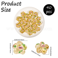 40個の手作りランプワークビーズ  バンピー  花  ゴールデンロッド  13.5~14x14.5~15x7~8mm  穴：1.4mm&nbsp;LAMP-PA0001-11B