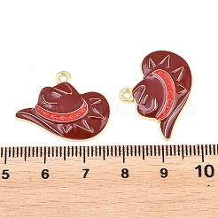 西部のカウボーイをテーマにした合金エナメルペンダント  帽子チャーム  ゴールドカラー  暗赤色  20x25x2mm  穴：1.8mm&nbsp;ENAM-L056-01F-05