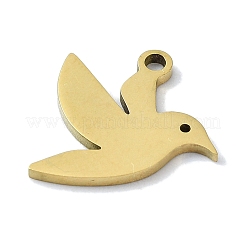 304ステンレススチールチャーム  レーザー切断  鳥のチャーム  ゴールドカラー  13.5x14x1mm  穴：1.4mm&nbsp;LS-STAS-C097-27G