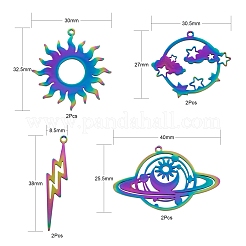 8Pcs 4 Style Ion Plating(IP) 201 Stainless Steel Pendants&nbsp;STAS-LS0001-66MC