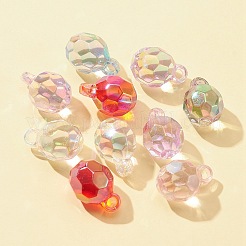 クリアアクリルパーツ  ABカラーメッキ  多面カット  ラウンド  ミックスカラー  21x14x14mm  穴：3mm&nbsp;MACR-FS0001-52