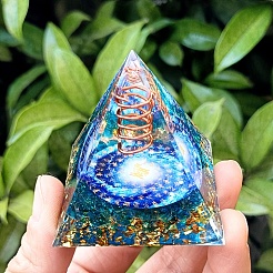 オルゴナイトピラミッド樹脂エネルギー発生器  レイキランプワークチップと銅線が内蔵されており、自宅やオフィスのデスクの装飾に最適です。  ドジャーブルー  50mm&nbsp;PW-WG440A1-01