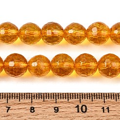 天然石クオーツクリスタルビーズ連売り  染め＆加熱  模造シトリン  多面カット  ラウンド  10mm  穴：1mm  約19個/連  7.4インチ&nbsp;G-G099-F10mm-19