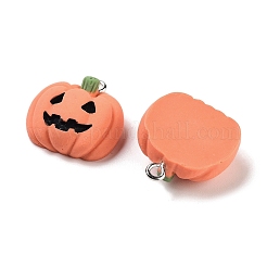 ハロウィーンのテーマの不透明樹脂ペンダント  ハロウィンチャーム  カボチャ  21x19.5x8mm  穴：2mm&nbsp;RESI-N039-86