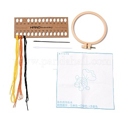 Diyの漫画の動物の刺繡セット  模造竹フレームを含む  プラスチックと合金のピン  布  カラフルな糸  魚模様  37~190x1~195x0.6~8.5mm  内径：107mm&nbsp;DIY-G037-01B