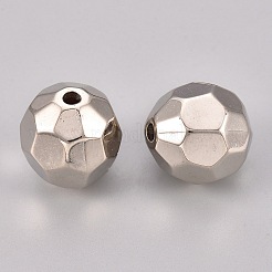CCBプラスチックビーズ  ラウンド  多面カット  プラチナ  15.8x16mm  穴：2.4mm&nbsp;CCB-L011-092P
