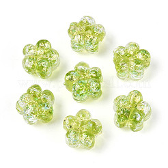 手作りのホイルランプワークビーズ連売り  花  黄緑  10.5~11x11~12x8~9mm  穴：1~1.2mm  約40個/連  16.54~16.73''（42~42.5センチメートル）&nbsp;FOIL-T008-06G