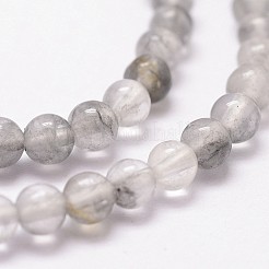 天然石クラウディクォーツビーズ連売り  ラウンド  4mm  穴：1mm  約86~88個/連  15インチ&nbsp;G-D840-69-4mm