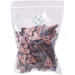 ハート型ペイントボタン  ウッドボタン  2穴  シエナ  20x16mm  穴：2mm  約100個/袋  1bag /ボックス  プラスチックビーズ容器：16.5x8.5x1.6cm&nbsp;BUTT-PH0004-06