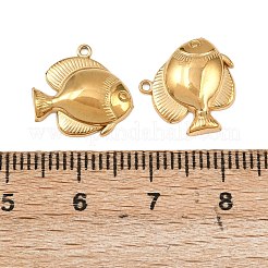 304ステンレスペンダント  イオンプレーティング（ip）  18KGP本金メッキ  魚  13.5x14.5x2.5mm  穴：1mm&nbsp;STAS-A132-06N-G