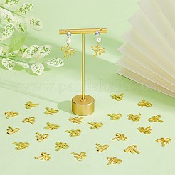 200個の合金ペンダント  蝶結び  ゴールドカラー  18.5x18.5x2mm  穴：1.6mm&nbsp;FIND-DC0006-19