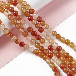 天然石赤瑪瑙ビーズ連売り  グレードAB  ラウンド  8mm  穴：1mm  約47~49個/連  14.96インチ（38cm）&nbsp;G-C011-01C