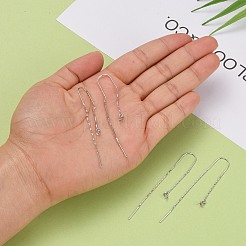 ロジウムメッキスターリングシルバースレッダーイヤリング  片穴パーツ用  プラチナ  64x9.5mm  ピン：0.7mm&nbsp;X-STER-N0001-027