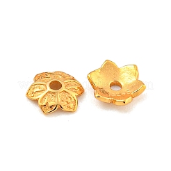 925スターリングシルバービーズキャップ  6花びら  花  18KGP本金メッキ  4.5x4.5x1mm  穴：1mm&nbsp;STER-U002-06A-G
