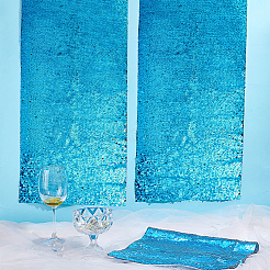 ペット用両面フリップスパンコール生地  衣類 バッグ 装飾 アクセサリー  ディープスカイブルー  1000x330x0.5mm&nbsp;DIY-WH0888-037A