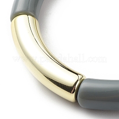 Acrylic Curved Tube Beaded Stretch Bracelet for Women&nbsp;BJEW-JB08439-04