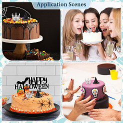 PVC魔女帽子2個  ハロウィンパーティーの飾り付けに  誕生日ケーキのデコレーション用プラスチック製クラウン2個付き  ミックスカラー  76x76x67mm&nbsp;AJEW-ME0002-49