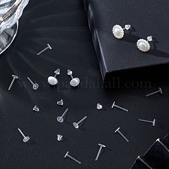 500個の環境に優しいプラスチックスタッドピアスのパーツ  ピアスのセッティング  500個のイヤーナット付き  透明  11.5x4.5mm  ピン：0.8mm&nbsp;KY-SP0001-03B