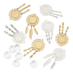DIY Blank Dome Woven Net/Web with Feather Alloy Pendant Making Kits&nbsp;DIY-TA0011-22