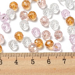 ガラスビーズ  多面カット  ロンデル  パールピンク  6x5mm  穴：1mm  約280個/60g&nbsp;EGLA-A034-SM6mm-23