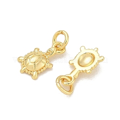亀の真鍮製チャーム  18KGP本金メッキ  10x6x2mm  穴：2.5mm&nbsp;KK-E797-08G
