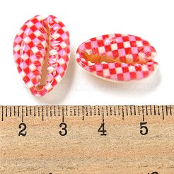 プリントされた天然シェルビーズ  シェル形状  穴なし/ドリルなし  正方形  16~24x11~15x7~8mm  穴：1~2mm&nbsp;BSHE-G037-01F