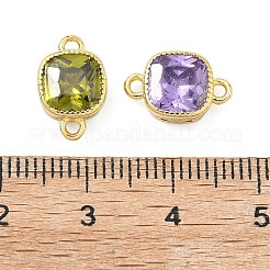 Brass Pave Cubic Zirconia Connector Charms&nbsp;KK-L264-11G