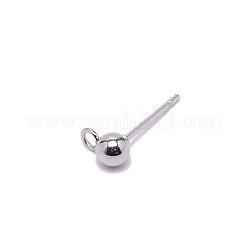 304ステンレススチールボールスタッドピアスポスト  ピアスパーツ  カン付き  ステンレス鋼色  15x6.8x4mm  穴：1.5mm  ピン：0.8mm&nbsp;FIND-SZC0006-01C-P
