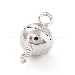 変色防止ロジウムメッキ スターリングシルバーマグネット留め金925個  ラウンド  プラチナ  12x7x7x7mm  穴：1.5mm&nbsp;STER-A001-02B-P