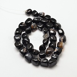 Dyed & Heated Natural Black Agate Nuggets Beads Strands&nbsp;G-P092-33