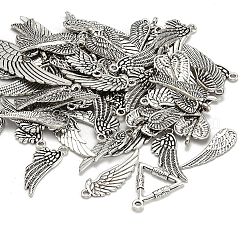 合金のチベット風チャーム  ウイング  アンティークシルバー  24~56x9~21x1~2mm  穴：1.5~5x2~3mm  約30~35個/100g&nbsp;TIBEP-M038-02AS