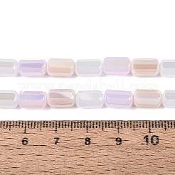 電気メッキオペークガラスビーズ連売り  コラム  多面カット  パールピンク  9~9.5x5~6mm  穴：1~1.2mm  約40~44個/連  14.57~15.94インチ（37~40.5cm）&nbsp;EGLA-N022-11A-B01