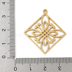 304ステンレスペンダント  花と菱形  中空  ゴールドカラー  32.5x29.5x1.5mm  穴：1.5mm&nbsp;STAS-G355-09G