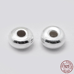925スターリングシルバースペーサービーズ  ドーナツ  銀  3x2mm  穴：1mm  約221個/10g&nbsp;STER-L063-08A-S