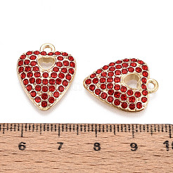 合金ラインストーンペンダント  ハート  鉛フリー＆カドミウムフリー  ライトゴールド  21x17x3.5mm  穴：1.8mm&nbsp;FIND-N008-12KCG-02
