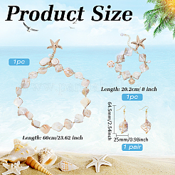 Shell Beaded Charm Bracelets and Rhombus Dangle Earrings and Pendant Necklaces for Women&nbsp;SJEW-ME0001-11