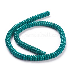 合成ターコイズビーズ連売り  染め  ディスク/フラットラウンド  ヒシビーズ  ティール  8mm  穴：1mm  約121個/連  約15インチ&nbsp;G-H263-04B