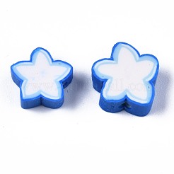 手作り樹脂粘土ビーズ  スター  ブルー  8.5~11x9~11x4mm  穴：1.6mm&nbsp;CLAY-N011-015A