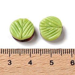 手作りランプワークビーズ  チョコレート食品  グリーン  フラットラウンド  12x12x5mm  穴：1mm&nbsp;LA-CBA2CF4-01C